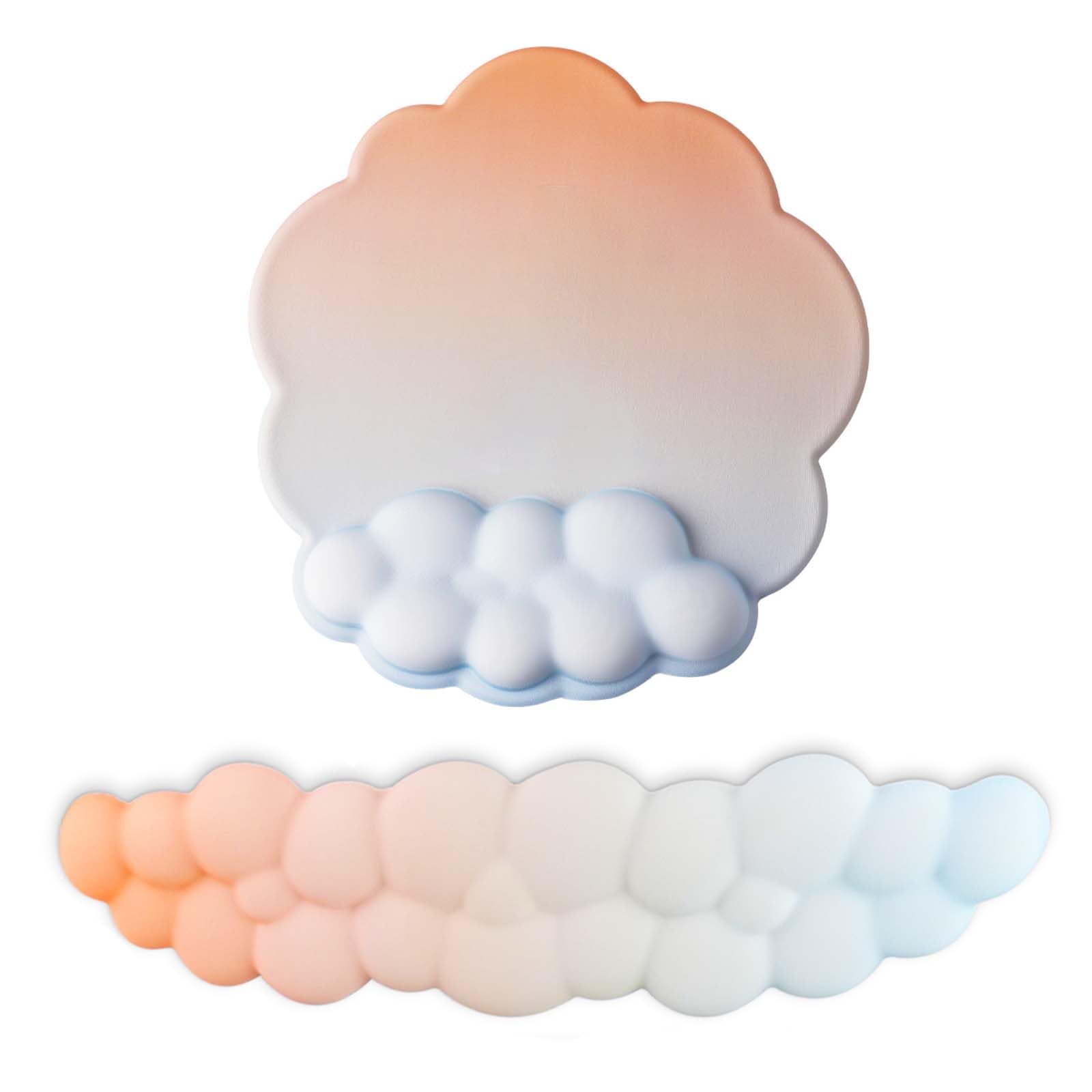 Cloud Wrist Rest Keyboard, Typing Keyboard Wrist Support Memory Foam with Non-Slip PU Base, Ergonomic Cloud Arm Palm Rest, Desk Office Accessories for Computer Laptop Mac Gaming(Gradient Blue Pink)