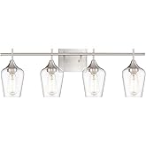 Osimir 4-Light Bathroom Lighting Fixtures Over Mirror, 24 Inch Brushed Nickel Vanity Lights with Clear Glass, Modern Bath Wal