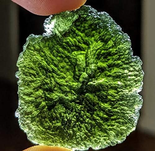World Class MOLDAVITE Crystal 13.6 Gram Large Specimen Raw Natural Great Texture Uncut Genuine Green Moldavite Meteorite Tektite Rough Czech Mineral Synergy