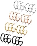 Jstyle 4 Pairs Stainless Steel Ear Cuff Earrings for Women Men Cartilage Earrings Hoop Lip Ring Non Piercing Set