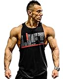 Moge Men's Letter Printed Workot Fitness Gym Tank Top
