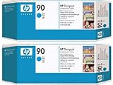 (2-PACK) OEM HP 90 Cyan Printhead and Printhead Cleaner, P/N: C5055A