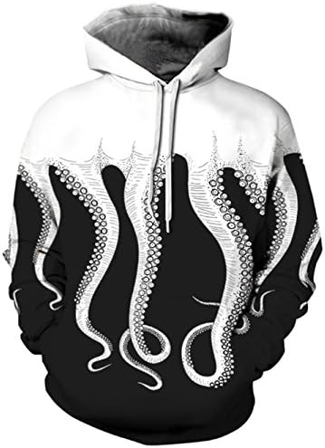 Union Link Women Long Sleeve Hoodie Octopus Printing Sweatshirt Sweater Casual Hooded Coat Pullover