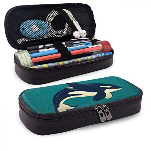 Pencil Bag Pen Case, Large Capacity Students Stationery Pouch Pencil Holder Desk Organizer with Double Zipper, Portable Pencil Pouch for School & Office Supplies ¨CKiller Whale
