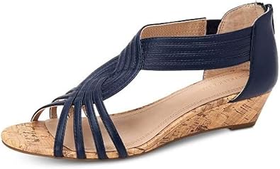navy leather wedge sandals