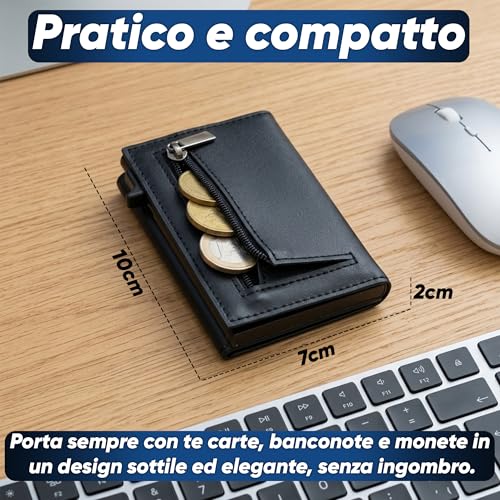 DIADEMY Men's Slim Wallet in Ultra High Quality Microfibre, Credit Card Holder for Men, Small but Large Size, RFID / NFC Card Holder, Coin Pocket, Magnetic Closure