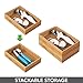 mDesign Pack of 2 Functional Drawer Organiser — Elegant Bamboo Kitchen Drawer Divider for Cutlery, Silverware, Utensils – Convenient Drawer Separator – Light Brown