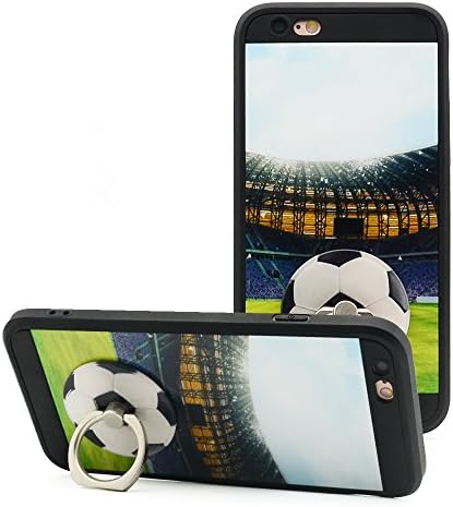 iPhone 6s Plus Case,iPhone 6 Plus Case with Pop up Kickstand and Grip [Shockproof +Anti-Scratch] Fashion Soft TPU Bumper and Holder Stand White Cover Case for iPhone 6s/6 Plus 5.5 Inch Soccer