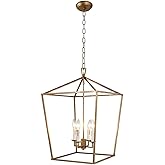Decomust Openwork Lantern Pendant Stairway Entry Kitchen Hall Foyer Fixture Chandelier (Gold)