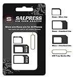 Sim Card Adapter, Converter Kit (Nano/Micro/Standard), Removal Tool Steel Sim Tray Eject Pin Compatible with All Devices, Black