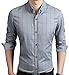 YTD Men's 100% Cotton Long Sleeve Plaid Slim Fit Button Down Dress Shirt US M Gray