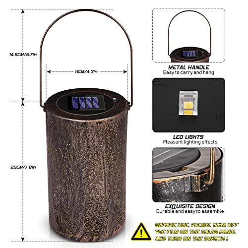 Solar Laterne Außen, Solar Garten Hängende Laterne, Solar Laterne Lichter für hängende Outdoor, Zylinderförmige Nachtlicht Wasserdicht IP44 mit Lichtempfindlichkeit, Solar Laterne für Aussen, Garten