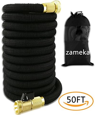 Expandable Garden Hose 50ft, the Strongest Expanding Water Hose with Solid Brass Connectors, Flexible Hose for Watering Plants, Auto Wash, Cleaning Patio, Free Storage Bag