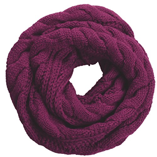 NEOSAN Womens Thick Ribbed Knit Winter Infinity Circle Loop Scarf Twist Plum