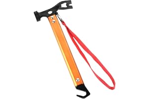 RIY Carbon Steel Aluminum Camping Hammer, 12" Small Lightweight Three-in-One Functional Tent Stake Hammer for Hiking Kit Orange