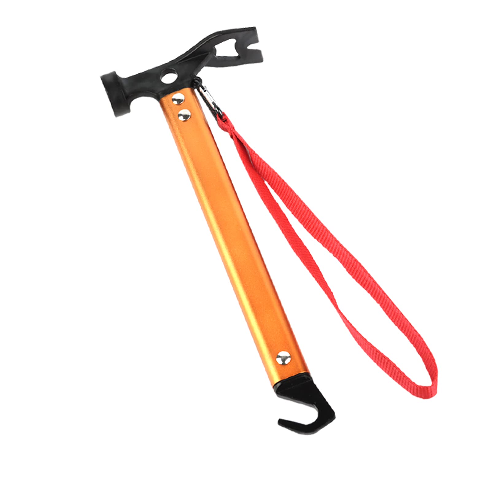Photo 1 of Carbon Steel Aluminum Camping Hammer, 12" Small Lightweight Three-in-One Functional Tent Stake Hammer for Hiking Kit Orange