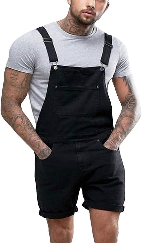 mens black short overalls