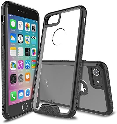 iPhone 8 Case,iPhone 7 Case,TIDALY,Transparent Hard Plastic Back Plate and Soft TPU Gel Bumper-Black