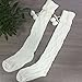 Ikevan Women Girls Thigh High Over The Knee Socks Pure Color Warm Soft Knit Wool Cotton Stockings Long Boot Socks Autumn Winter (White)