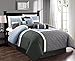 7-piece Quilted Patchwork Duvet Cover Set (Queen, Gray/Charcoal/Blue)