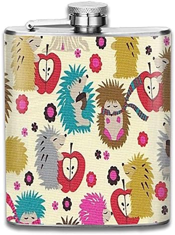 Liangrong Hui Cute Hedgehog Outdoor Portable Stainless Steel Flagon Hip Flask (7oz)