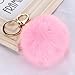 MODBEAT Pom Pom Key Chain Genuine Rabbit Fur Fluffy Ball KeyChain for Womens Bag Accessories or Car Key Ring or Handbag Decoration (Pink)
