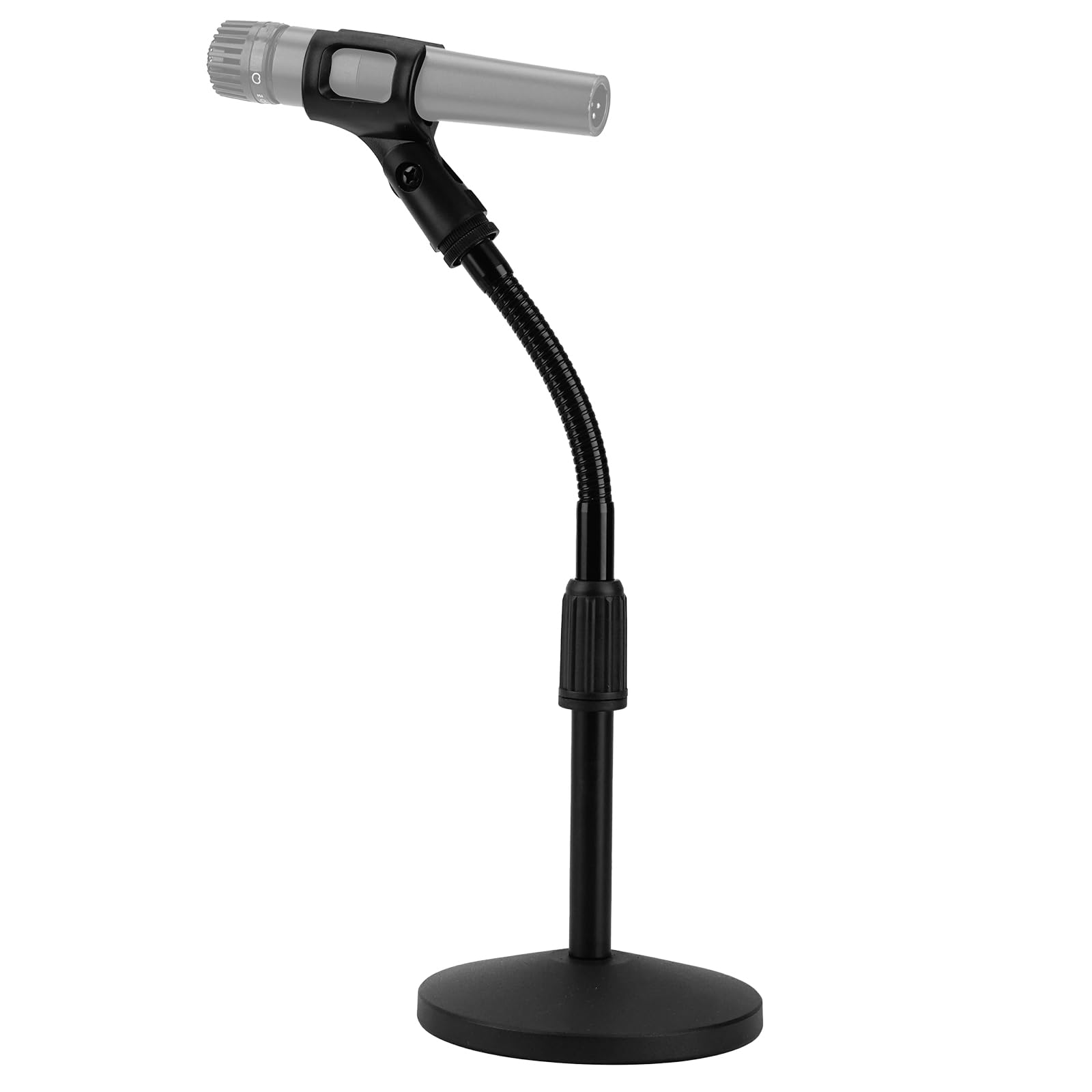 GEEKRIA for Creators Gooseneck Telescoping Tabletop Microphone Stand with Flexible Arm Compatible with Shure KSM11, SM57, TONOR D5, K1 Adjustable Desk Mic Holder with Weighted Base