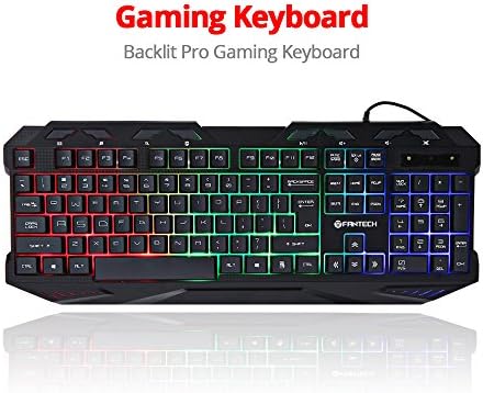 Nov8tech Professional USB Wired Colorful Backlight Gaming Water Resistant Keyboard Black Switch for Laptop and Desktop PC Dell Lenovo HP Acer and Many More