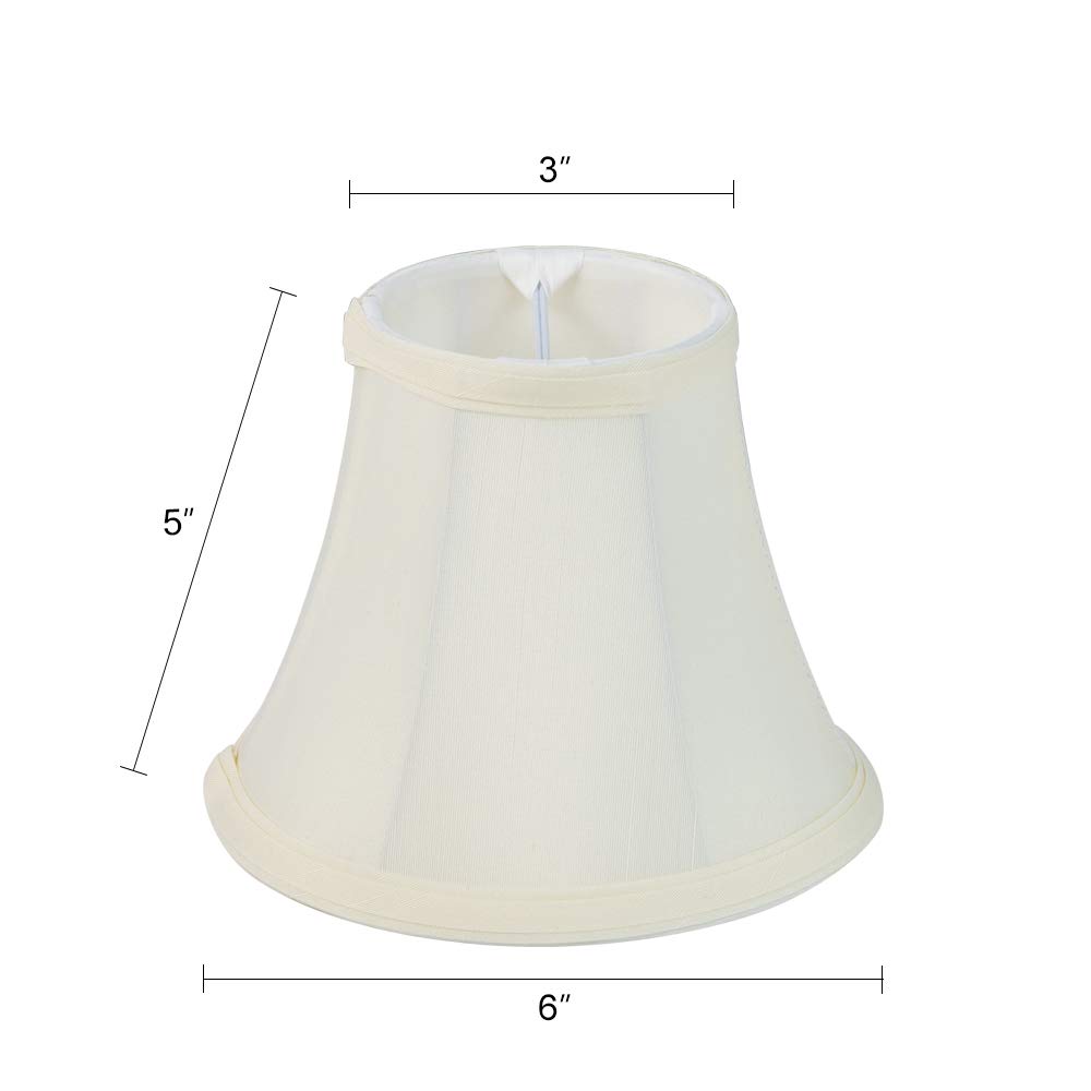 Wellmet Set of 6 Small Chandelier Lamp Shades,Clip on Fabric Faux Silk Lampshades for Candle Chandeliers Lighting, 365 inch,White