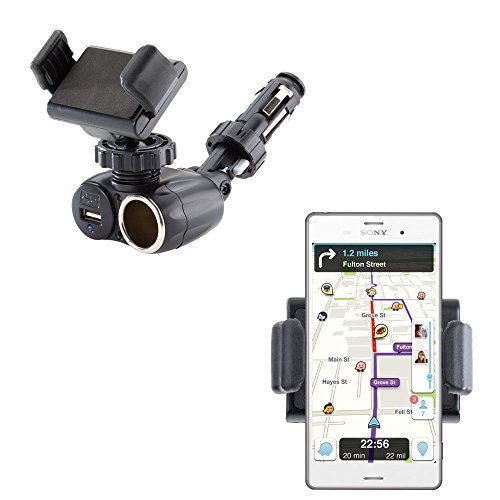 car cigarette phone holder MOUNT CHARGER DC LIGHTER SOCKET w USB PORT SWIVEL DOCK CRADLE Sturdy Construction Review on cigarette lighter car