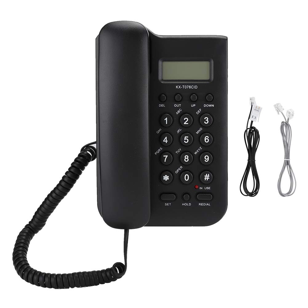Corded Landline Phone, English Home Office Telephone, Supports Call Number Digital/Time Check, Corded Phones (UK Telephone Line with Random Color) (Black)
