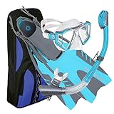 U.S. Divers Lux Mask Fins Snorkel GoPro Ready Set, Aqua WITH GoPro Camera Mount, Small/Medium(Men 4-8.5, Women 5-9.5)