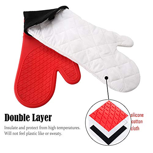 image for HmiL-U Oven Mitts | Pot Holders-1 Pair Extra Long Heat Resistant up to