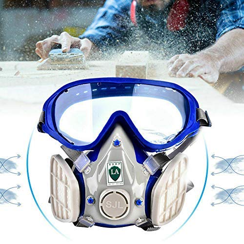 M.A.K Respirator Gas Mask with Eye Protection, Dust Mask with Filter Cartridges for Chemical Painting Spraying Protection - Thumbnail 6