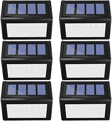 Solar Deck Lights - Sunklly 6 LED Outdoor Waterproof Step Lamp for Garden Walkway Patio Driveway ( White Light, Pack of 6 )
