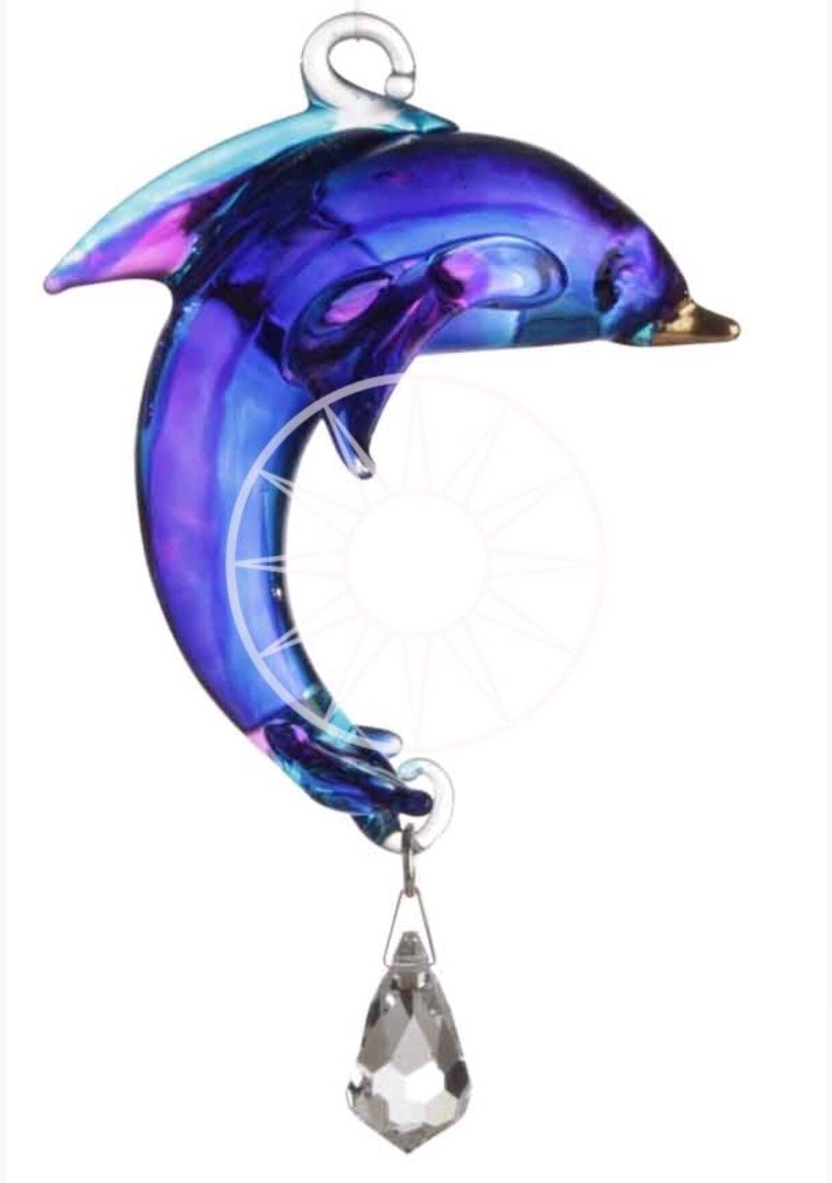 Handmade Fantasy Glass Dolphin Crystal Suncatcher Gift Purple