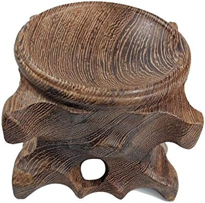 Sandalwood Base for Crystal Ball, Oriental Furniture Rosewood Pedestal Display Stand, Hand Carved, Round Shape, Big Size, Individual Style Stand for Home Decoration (Size 3 in. Base Diameter)