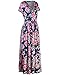 OUGES Women's V-Neck Pattern Pocket Maxi Long Dress(Floral-04,L)