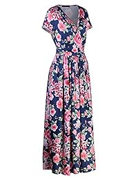 Ouges Maxivestido largo con diseño de bolsillo y cuello en V para dama