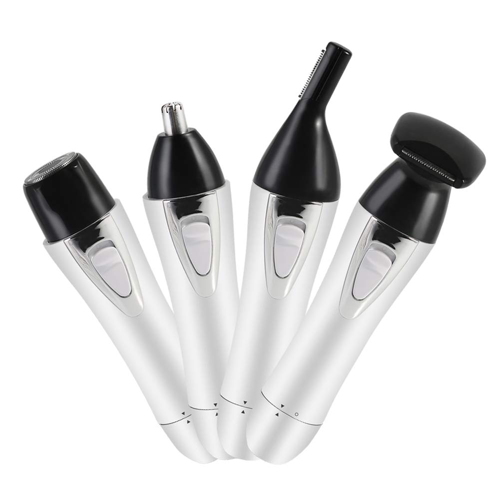 Leyeet Facial Hair Remover for Women, Portable 4 in 1 Painless USB Rechargeable Body Electric Razor Hair Trimmer Shaver Hair Epilator for Face, Beard, Nose, Eyebrow, Bikini (White+Black)