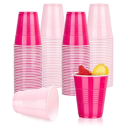 Photo 1 of 12 Oz Pink Disposable Cups -50 Pcs Party Cups Pink Plastic Cups for Valentine's Day Wedding Birthday Picnic Festive Celebrations (25 Pcs Pink+25 Pcs Hot Pink)