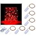 Pack of 6 LED Moon Lights 20 Micro Starry LEDs on Copper Extra Thin Silver Wire, 2 x CR2032 Batteries Required and Included, 7 Feet for DIY Wedding Centerpiece or Table Decorations (Red)