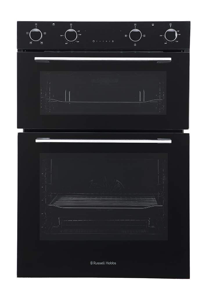Russell Hobbs 89cm High, 60cm Wide, Black, 110L, Built-In, Electric Fan Double Oven, RH89DEO2001B - Free 2 Year Guarantee — image 1