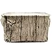 Jacone Stylish Tree Stump Design Wood Grain Rectangular Storage Basket Washable Cotton Fabric Nursery Hamper with Rope Handles, Decorative and Convenient for Kids Rooms (Large)