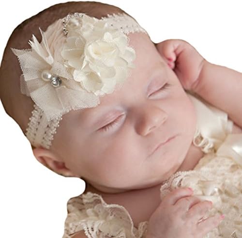 Miugle Baby Baptism Headbands Baby Girl Christening Headband with Bows