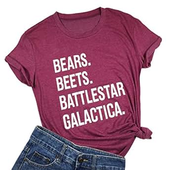 Bears Beets Battlestar Galactica Letters Funny T Shirts Casual Fashion Top Tee at Amazon Women's ...