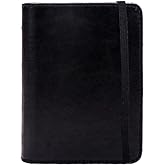 AxeWoodz PU Leather A8 5 Ring Binder With 80 Sheets Grid Filler Papers, Black Refillable Notebook With Bandage, Planner Binder Notebook Loose Leaf, 4.17''x5.12''