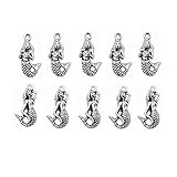 40pcs Mix Tibetan Silver Alloy Tone Mermaid Pendant Charms Jewelry Fingdings