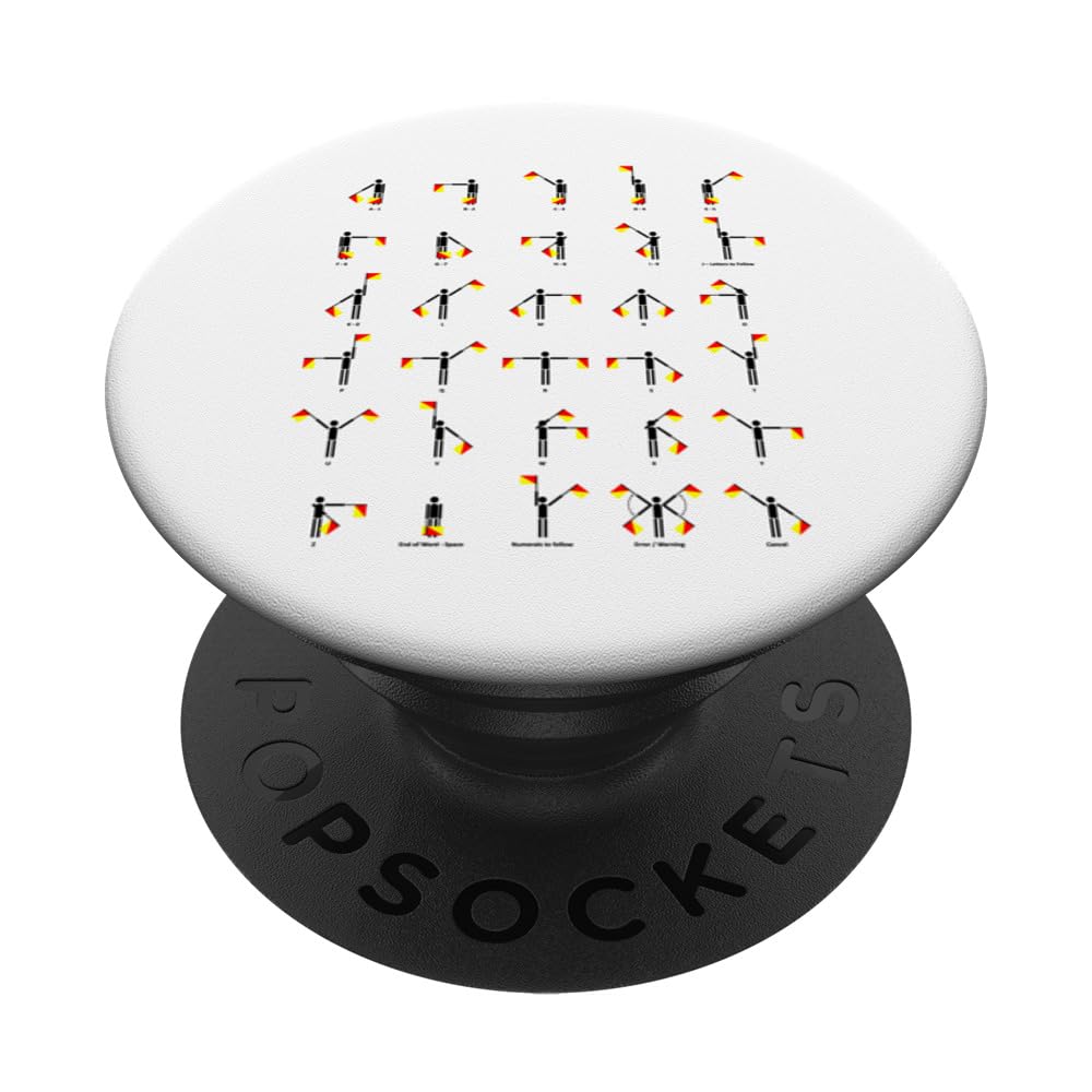 Funny Nerdy Semaphore Flag Alphabet Signalling Black PopSockets Swappable PopGrip
