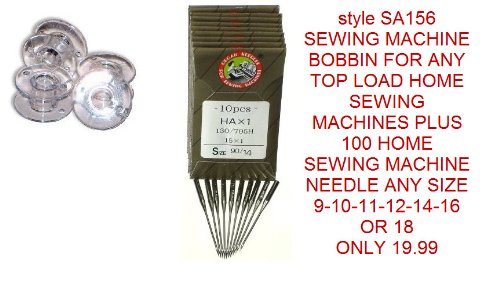 Style Sa156 Sewing Machine Bobbin for Any Top Load Home Sewing Machines Plus 100 Home Sewing Machine Needle Any Size